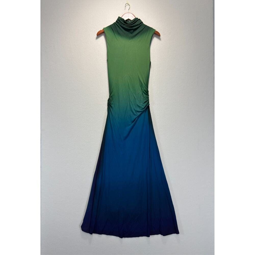SIMKHAI Aldina Jersey Stretch Maxi Dress Blue Green Ombre, Size S Retails $645 - Picture 5 of 13